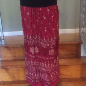 [Angie] Long Wrap Maxi Boho Hippie Skirt Red